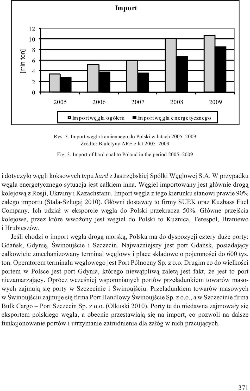 Import of hard coal to Poland in the period 2005 2009 i dotyczy³o wêgli koksowych typu hard z Jastrzêbskiej Spó³ki Wêglowej S.A. W przypadku wêgla energetycznego sytuacja jest ca³kiem inna.