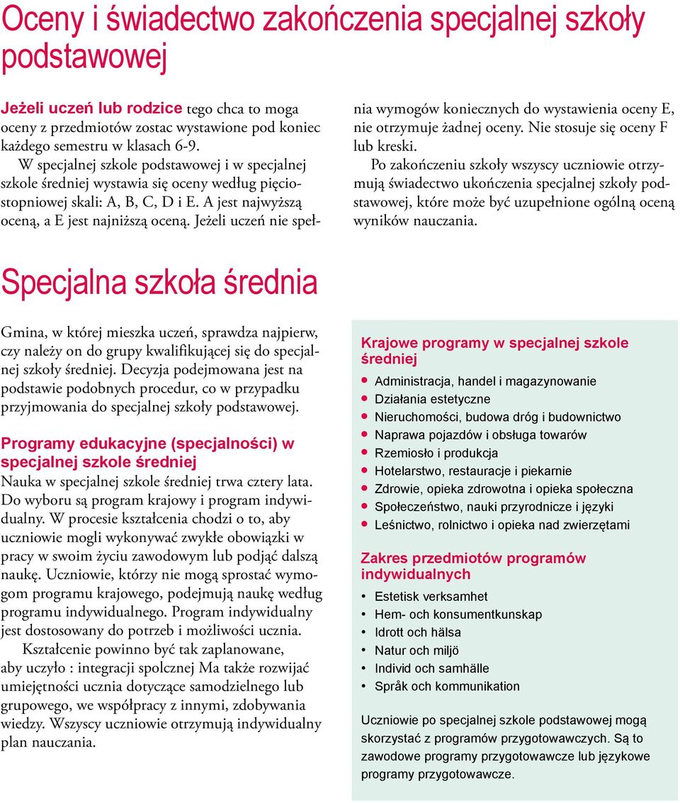 Jeżeli uczeń nie spełnia wymogów koniecznych do wystawienia oceny E, nie otrzymuje żadnej oceny. Nie stosuje się oceny F lub kreski.