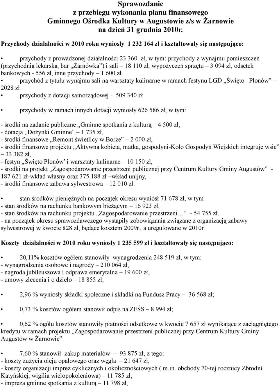 bankowych - 556 zł, inne przychody 1 600 zł.