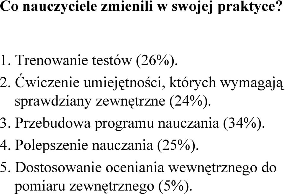 (24%). 3. Przebudowa programu nauczania (34%). 4.
