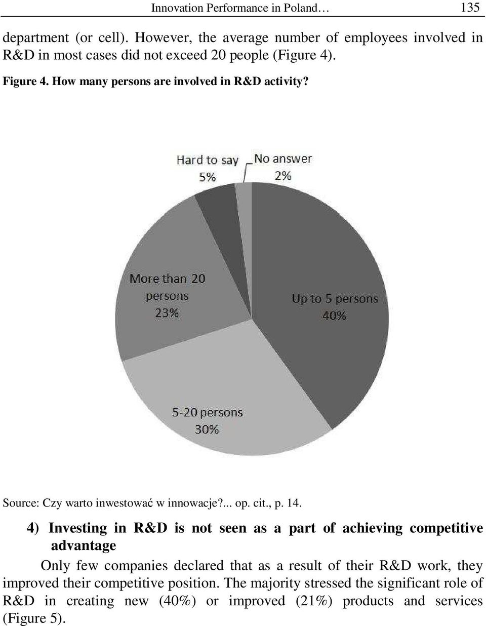 How many persons are involved in R&D activity? Source: Czy warto inwestować w innowacje?... op. cit., p. 14.