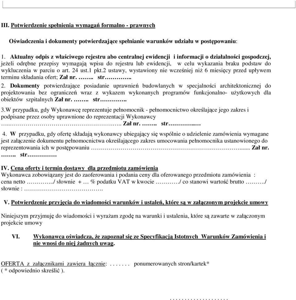 do wykluczenia w parciu o art. 24
