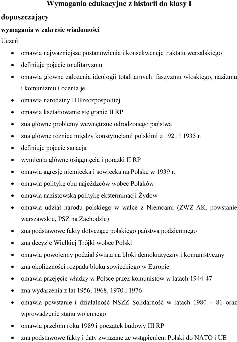 odrodzonego państwa zna główne różnice między konstytucjami polskimi z 1921 i 1935 r.