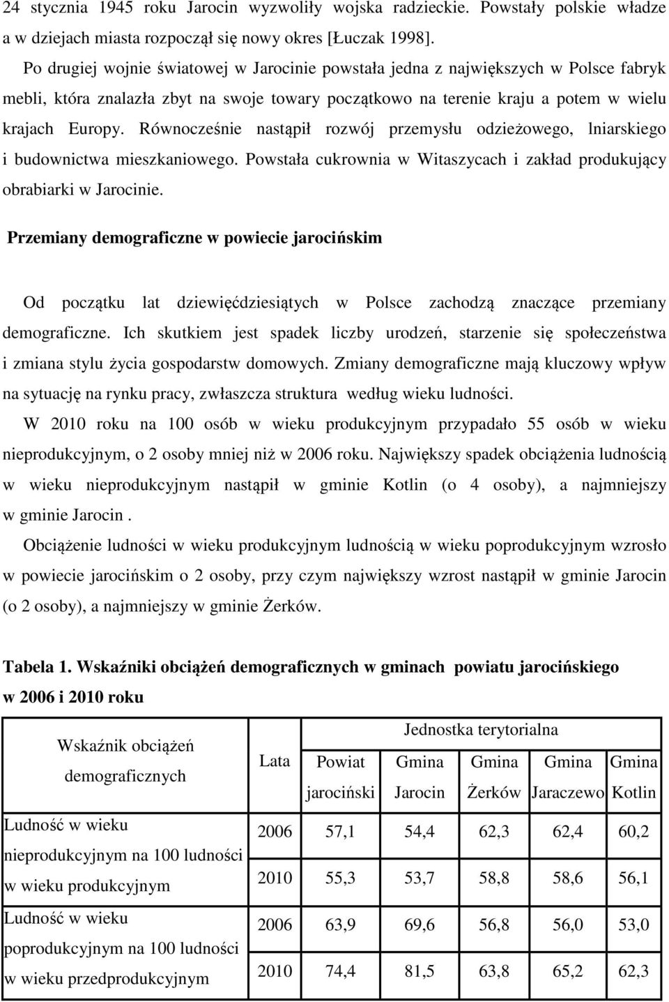 Równocześnie nastąpił rozwój przemysłu odzieżowego, lniarskiego i budownictwa mieszkaniowego. Powstała cukrownia w Witaszycach i zakład produkujący obrabiarki w Jarocinie.