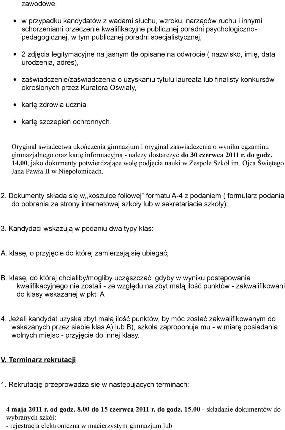 wydawanie karta zdrowia ucznia do liceum Zasady Rekrutacji W Zespole Szkol Im Ojca Swietego Jana Pawla Ii W Niepolomicach W Roku Szkolnym 2011 Pdf Free Download wydawanie karta zdrowia ucznia do liceum