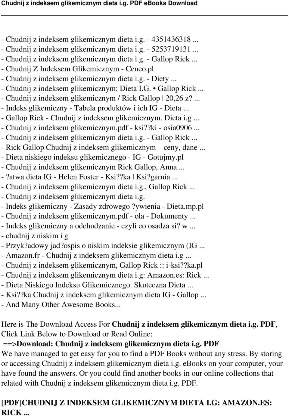 - Indeks glikemiczny - Tabela produktów i ich IG - Dieta - Gallop Rick - Chudnij z indeksem glikemicznym. Dieta i.g - Chudnij z indeksem glikemicznym.pdf - ksi?