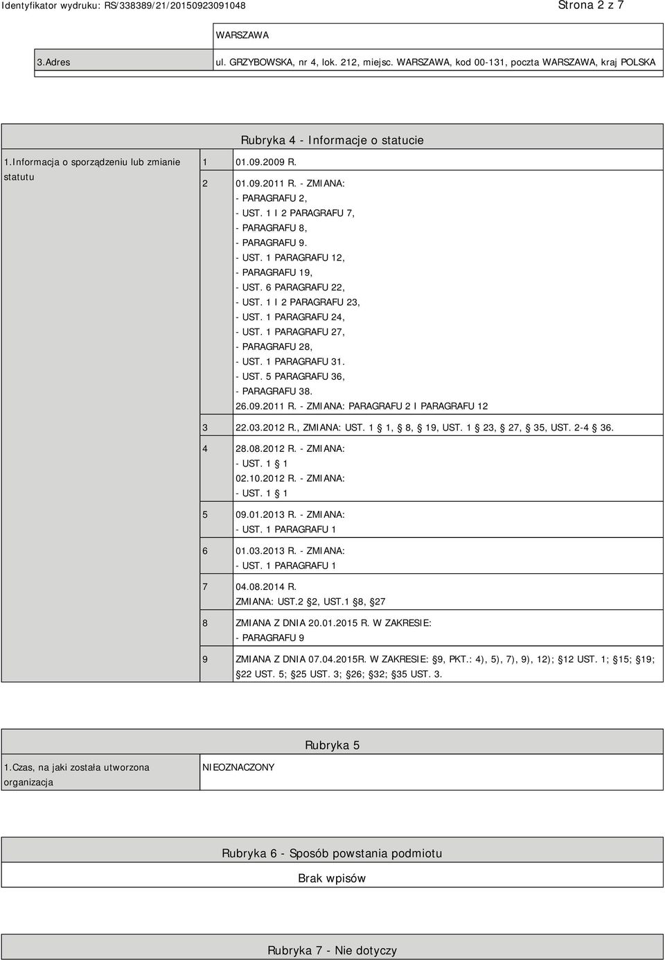 6 PARAGRAFU 22, - UST. 1 I 2 PARAGRAFU 23, - UST. 1 PARAGRAFU 24, - UST. 1 PARAGRAFU 27, - PARAGRAFU 28, - UST. 1 PARAGRAFU 31. - UST. 5 PARAGRAFU 36, - PARAGRAFU 38. 26.09.2011 R.