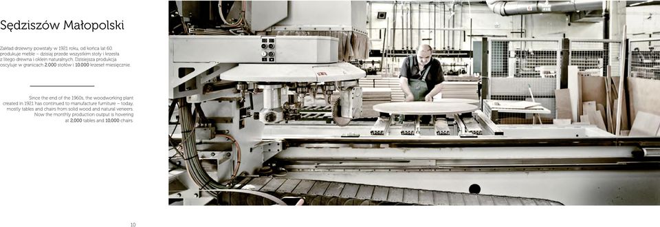 Dzisiejsza produkcja oscyluje w granicach 2.000 stołów i 10.000 krzeseł miesięcznie.