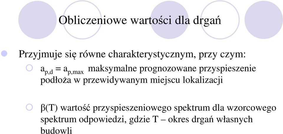 w przewidywanym miejscu lokalizacji β(t) wartość przyspieszeniowego