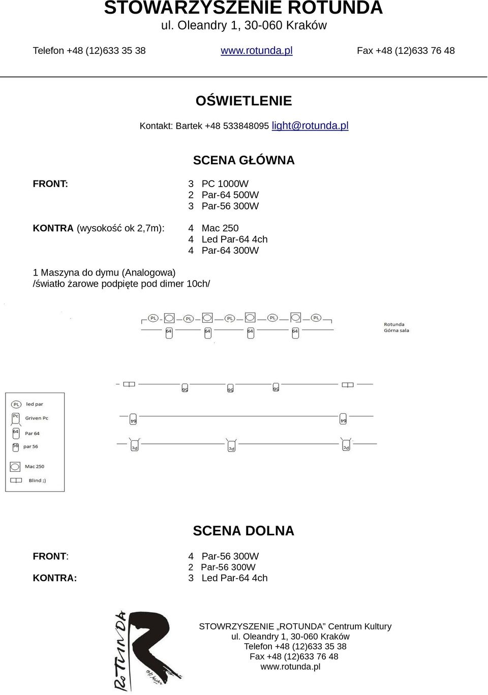 2,7m): 4 Mac 250 4 Led Par-64 4ch 4 Par-64 300W 1 Maszyna do dymu (Analogowa)