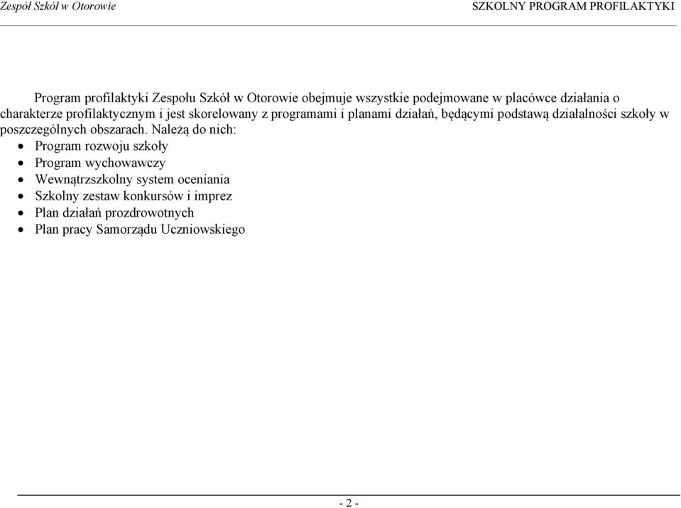 szkoły w poszczególnych obszarach.
