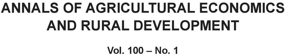 ECONOMICS AND RURAL
