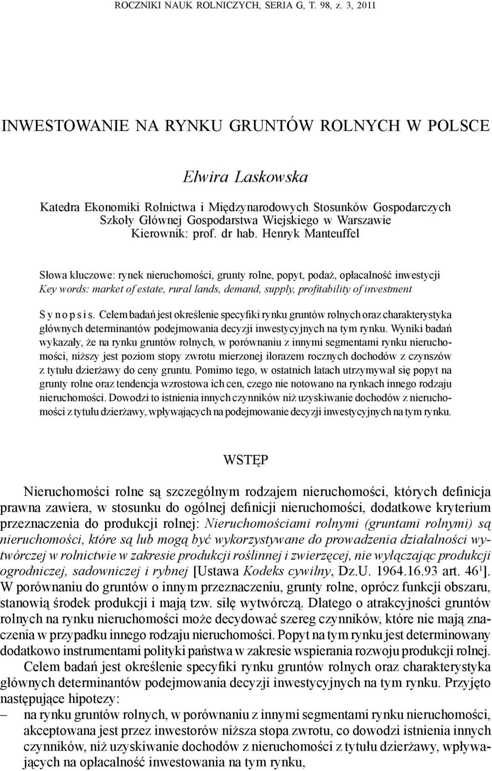 Kierownik: prof. dr hab.