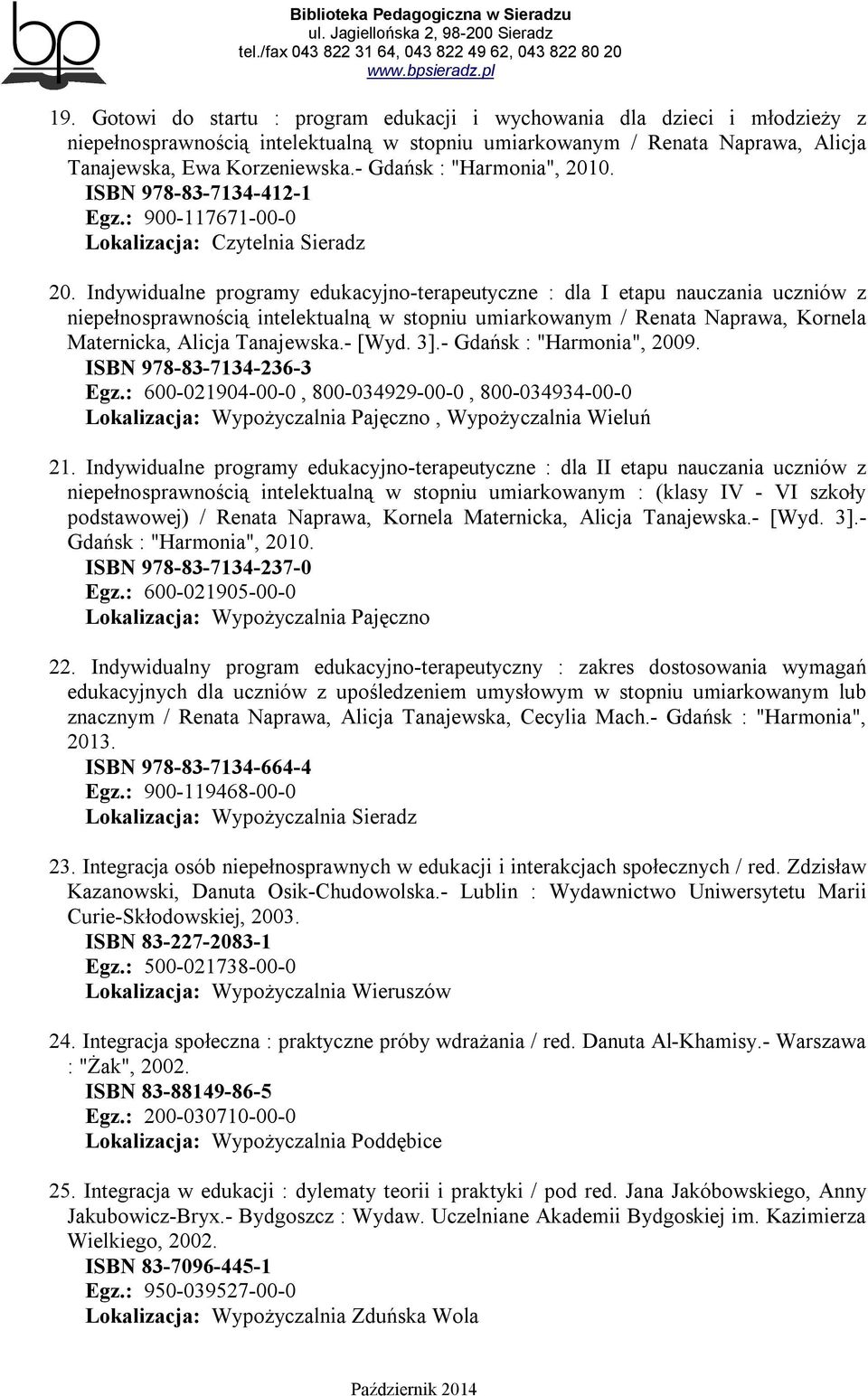 Indywidualne programy edukacyjno-terapeutyczne : dla I etapu nauczania uczniów z niepełnosprawnością intelektualną w stopniu umiarkowanym / Renata Naprawa, Kornela Maternicka, Alicja Tanajewska.