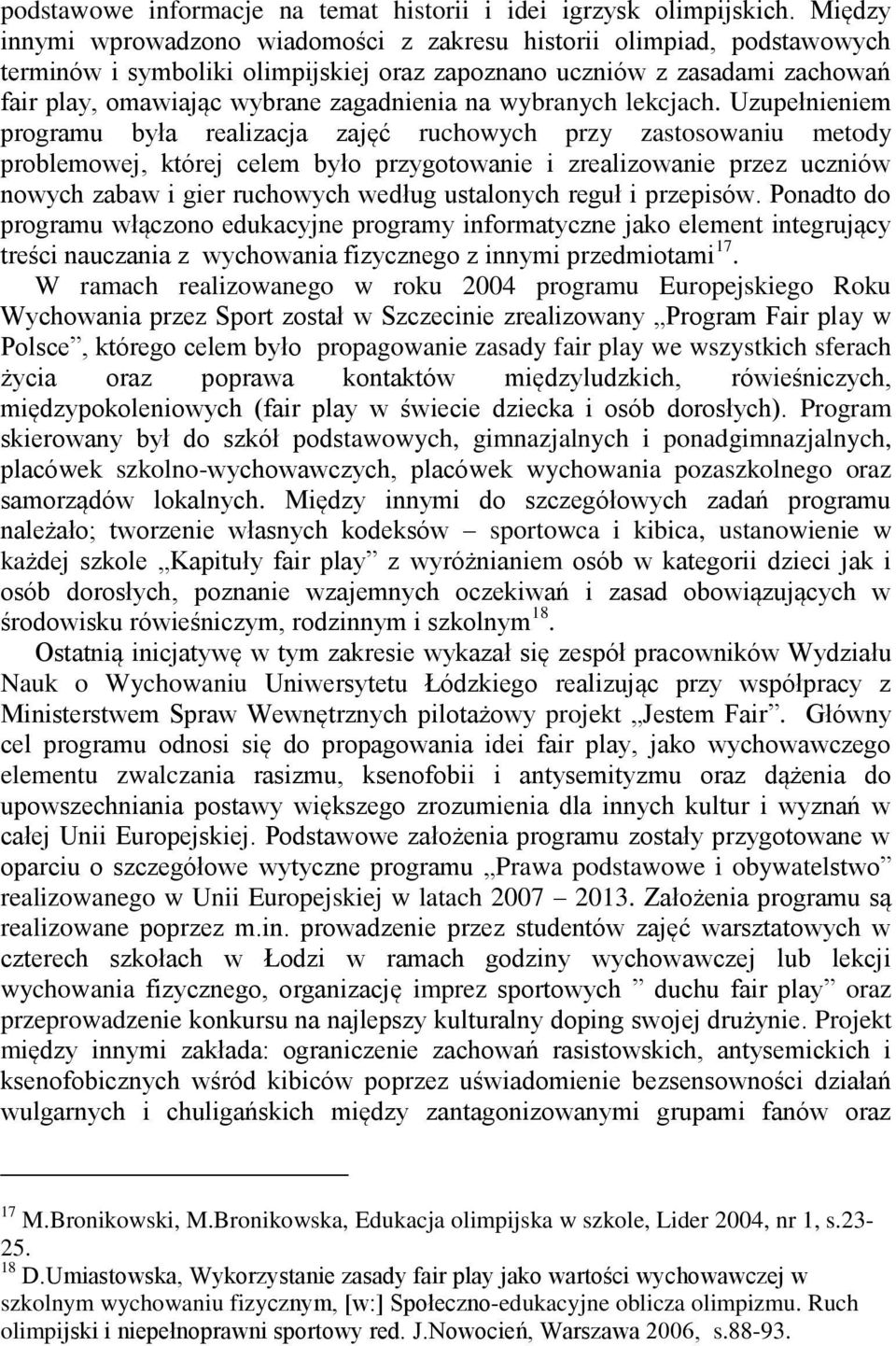 wybranych lekcjach.
