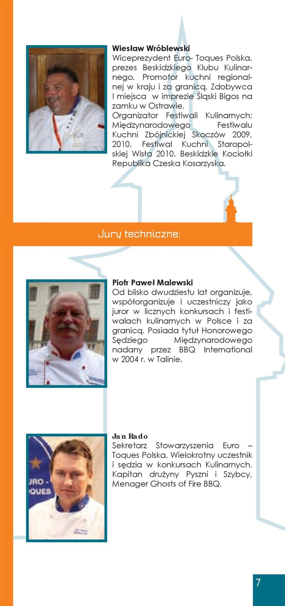 Organizator Festiwali Kulinarnych: Międzynarodowego Festiwalu Kuchni Zbójnickiej Skoczów 2009, 2010, Festiwal Kuchni Staropolskiej Wisła 2010, Beskidzkie Kociołki Republika Czeska Kosarzyska.