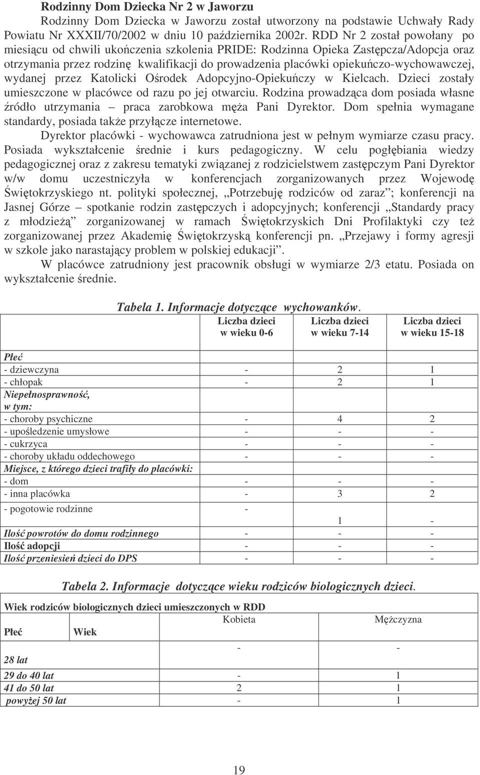 wydanej przez Katolicki Orodek Adopcyjno-Opiekuczy w Kielcach. Dzieci zostały umieszczone w placówce od razu po jej otwarciu.
