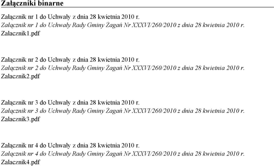 Zalacznik2.pdf Załącznik nr 3 do Uchwały z dnia 28 kwietnia 2010 r. Załącznik nr 3 do Uchwały Rady Gminy Żagań Nr XXXVI/260/2010 z dnia 28 kwietnia 2010 r.