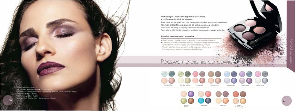Avon Poczwórne cienie do powiek. Nowo formuło. z doskonałym pokryciem o trwałości do 8 godzin Clenie do powiek w pojemniczkach o nowym zaokrągl o nym kształcie.