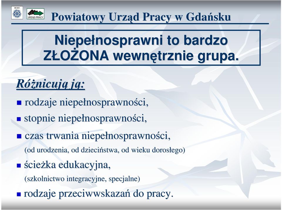 trwania niepełnosprawności, (od urodzenia, od dzieciństwa, od wieku