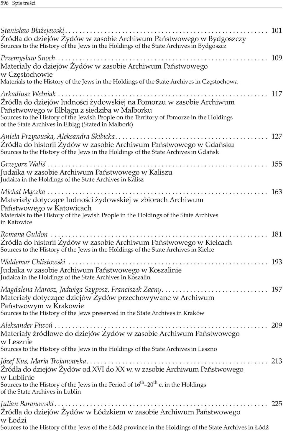 .. 109 Materia³y do dziejów ydów w zasobie Archiwum Pañstwowego w Czêstochowie Materials to the History of the Jews in the Holdings of the State Archives in Czêstochowa Arkadiusz We³niak.