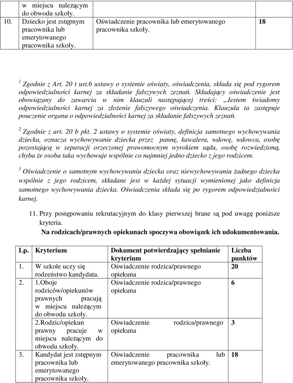 Składający oświadczenie jest obowiązany do zawarcia w nim klauzuli następującej treści: Jestem świadomy odpowiedzialności karnej za złoŝenie fałszywego oświadczenia.