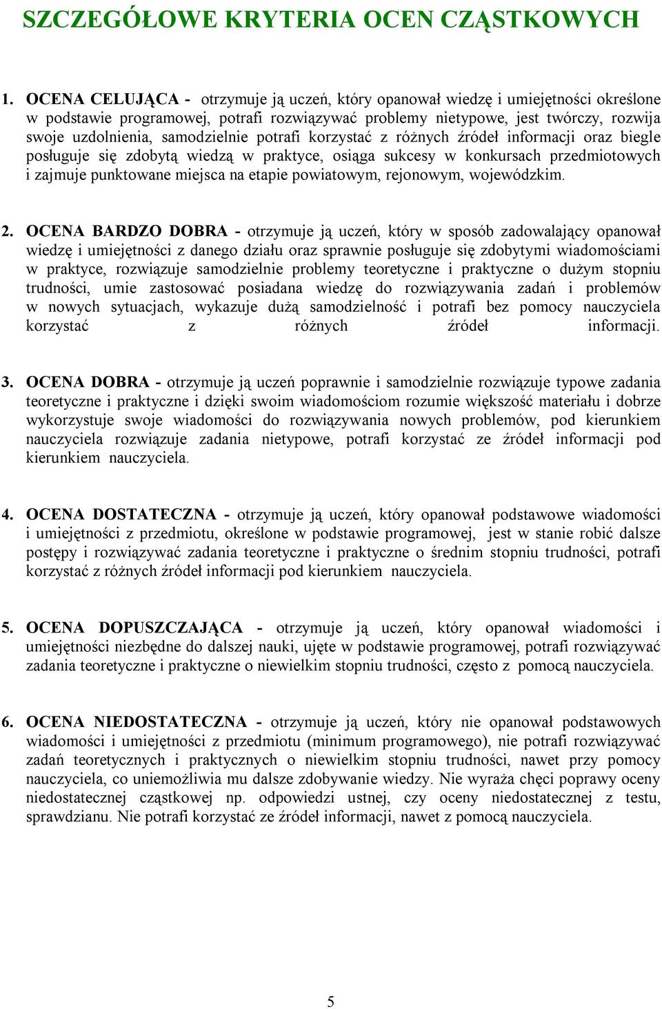 samodzielnie potrafi korzystać z różnych źródeł informacji oraz biegle posługuje się zdobytą wiedzą w praktyce, osiąga sukcesy w konkursach przedmiotowych i zajmuje punktowane miejsca na etapie
