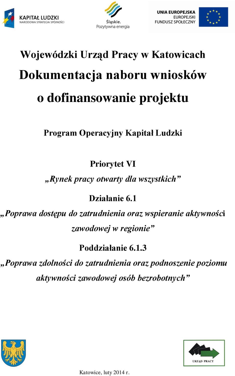 1 Poprawa dostępu do zatrudnienia oraz wspieranie aktywności zawodowej w regionie Poddziałanie 6.1.3