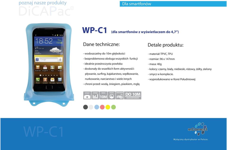 narciarstwo i wiele innych - chroni przed: wodą, śniegiem, piaskiem, mgłą Detale produktu: - materiał: TPVC, TPU - rozmiar: 96 x 147mm - masa: 40g - kolory: