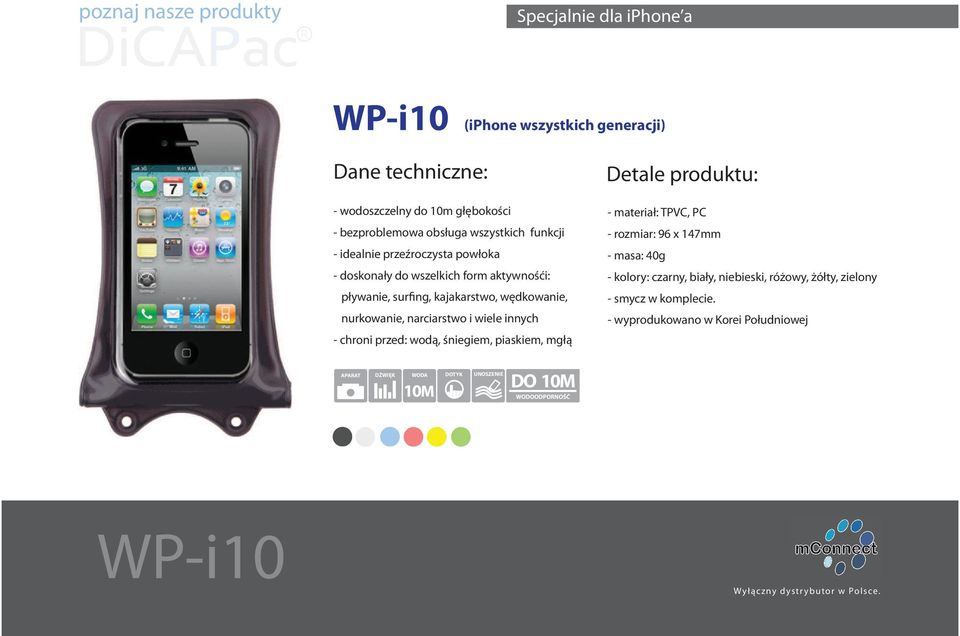 narciarstwo i wiele innych - chroni przed: wodą, śniegiem, piaskiem, mgłą Detale produktu: - materiał: TPVC, PC - rozmiar: 96 x 147mm - masa: 40g - kolory: