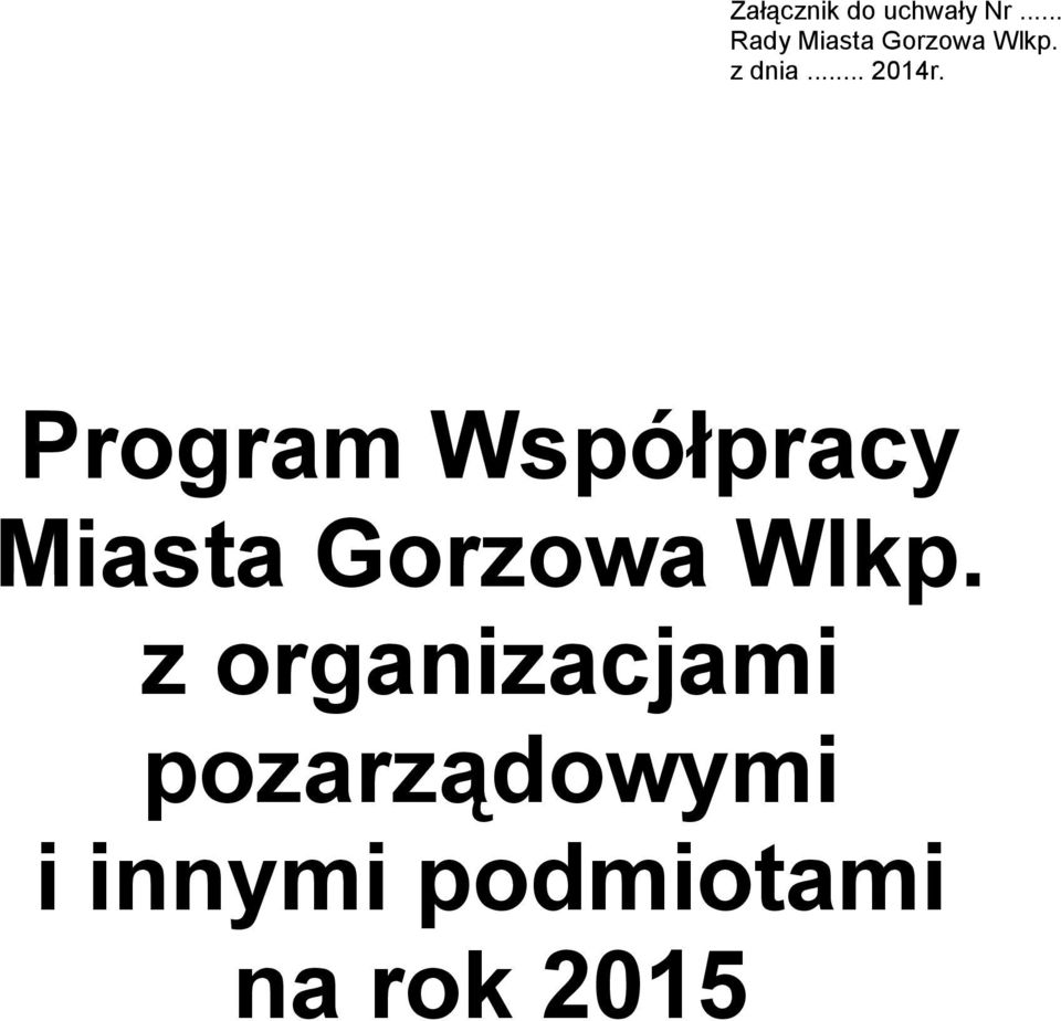 Program Współpracy Miasta Gorzowa Wlkp.