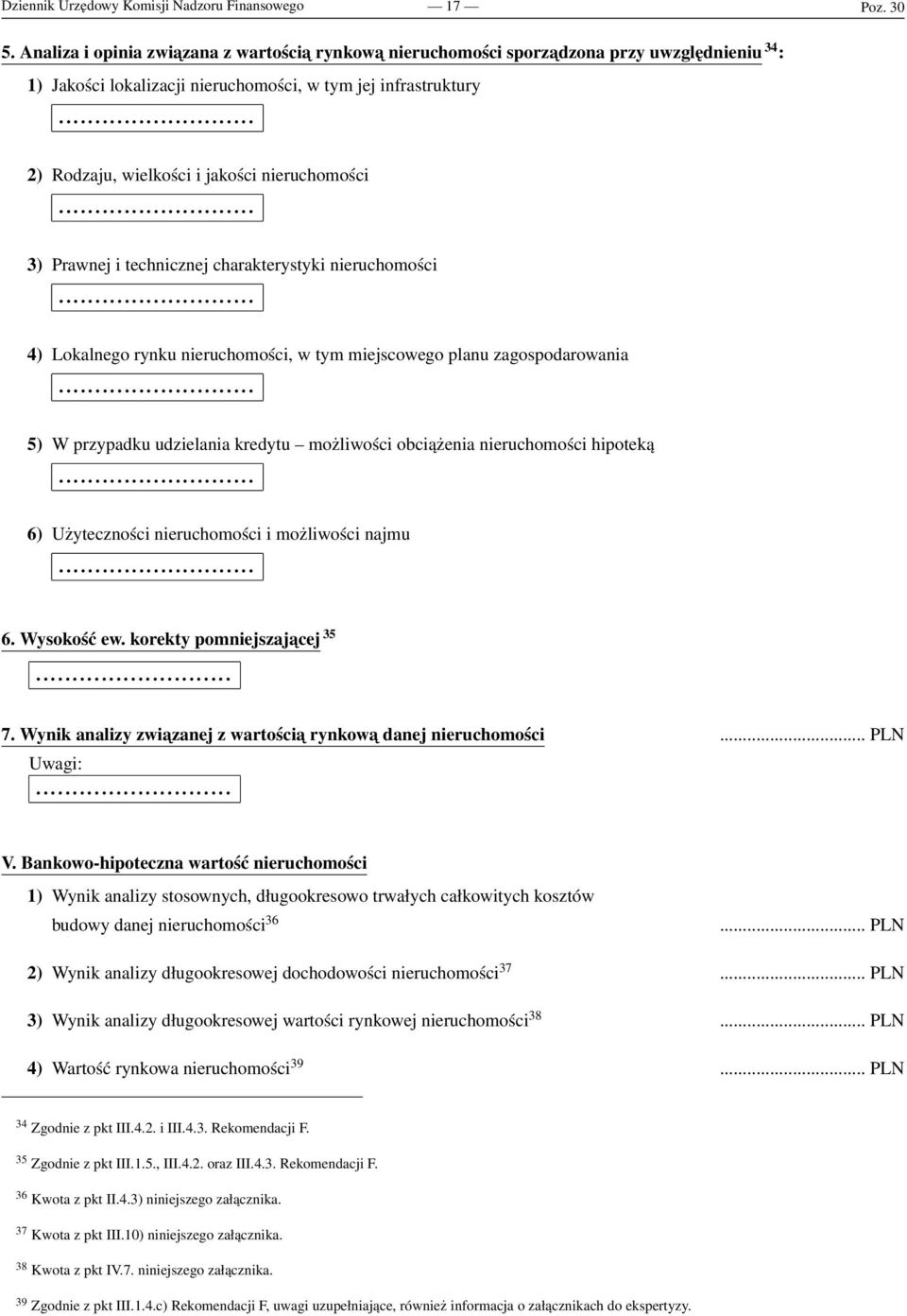 nieruchomości 3) Prawnej i technicznej charakterystyki nieruchomości 4) Lokalnego rynku nieruchomości, w tym miejscowego planu zagospodarowania 5) W przypadku udzielania kredytu możliwości obciążenia