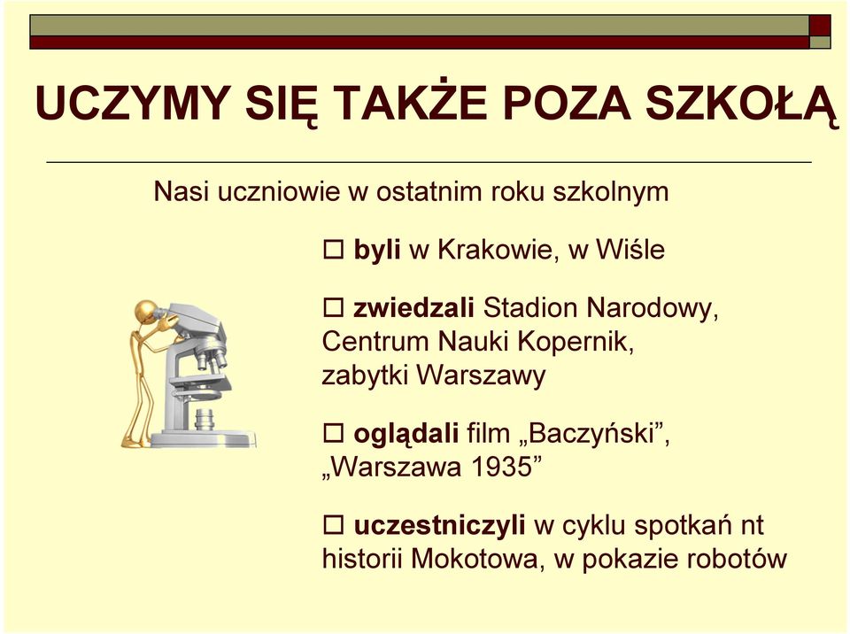 Centrum Nauki Kopernik, zabytki Warszawy oglądali film Baczyński,