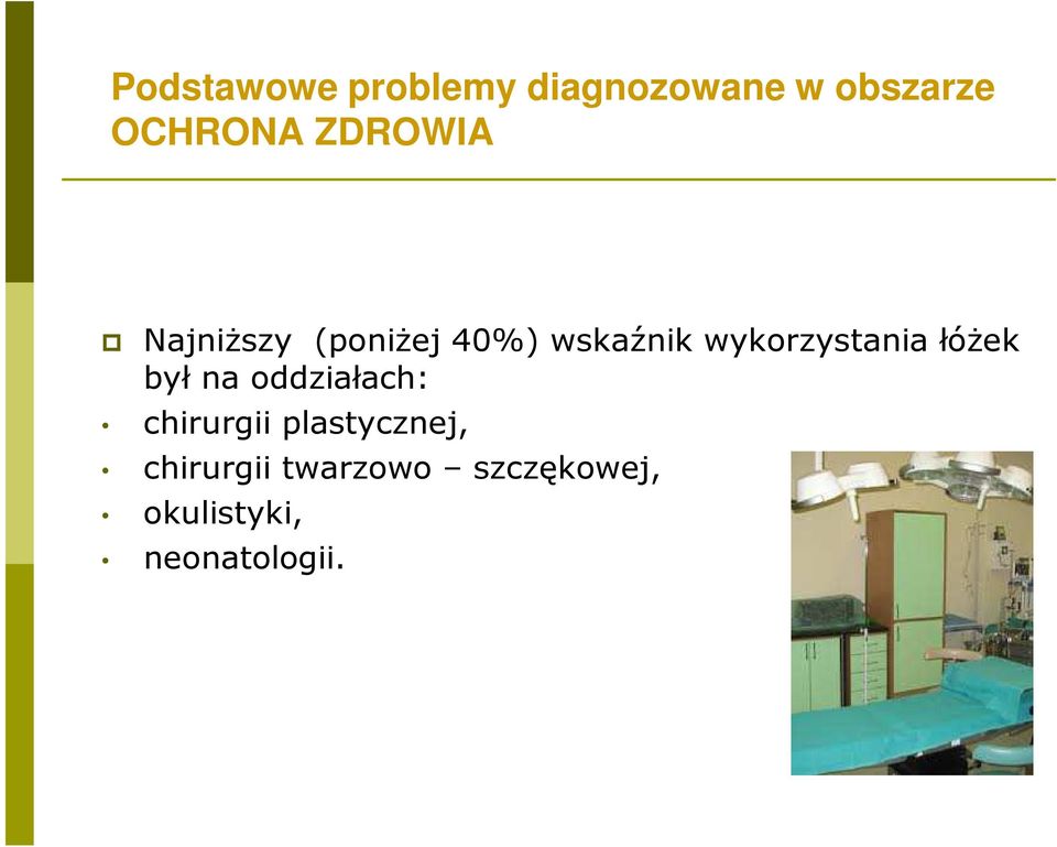wykorzystania łóŝek był na oddziałach: chirurgii