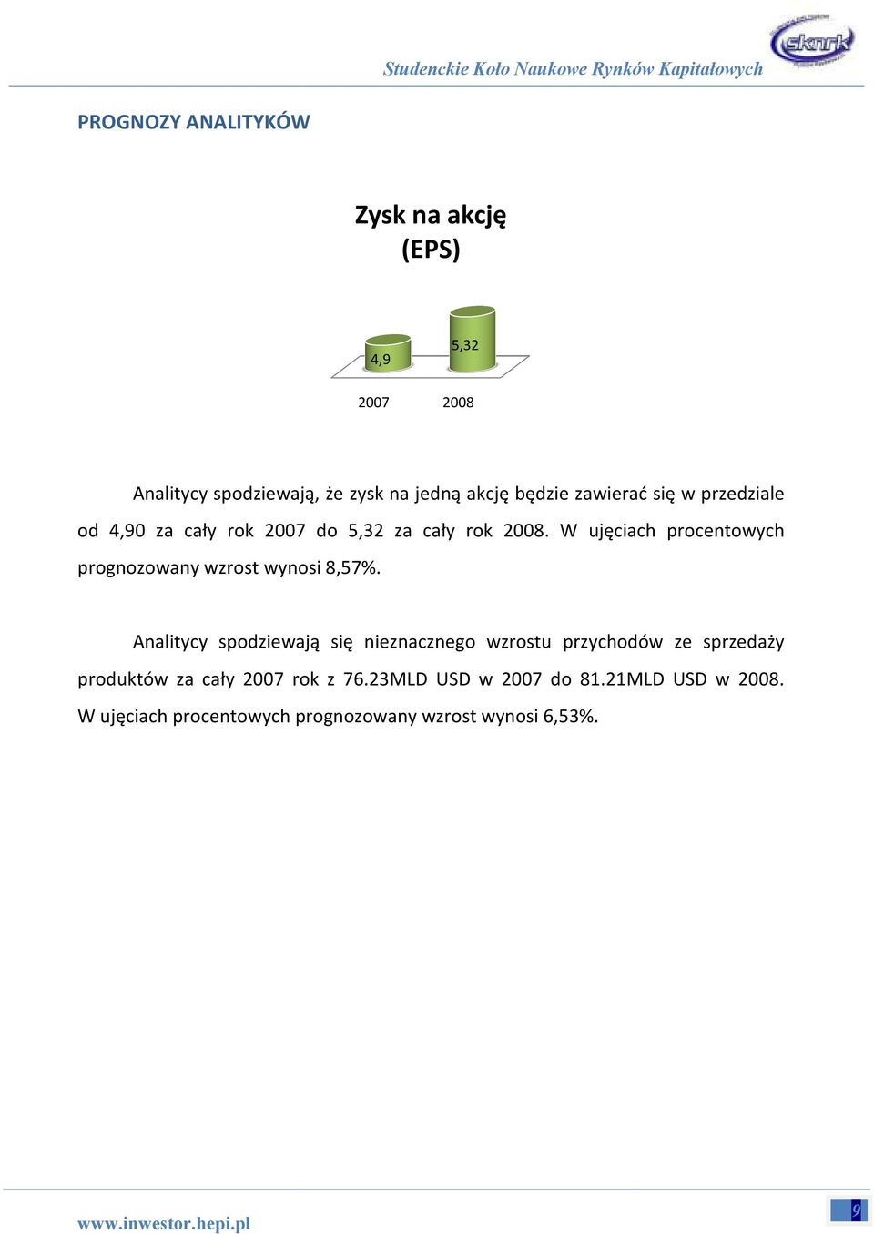 W ujęciach procentowych prognozowany wzrost wynosi 8,57%.