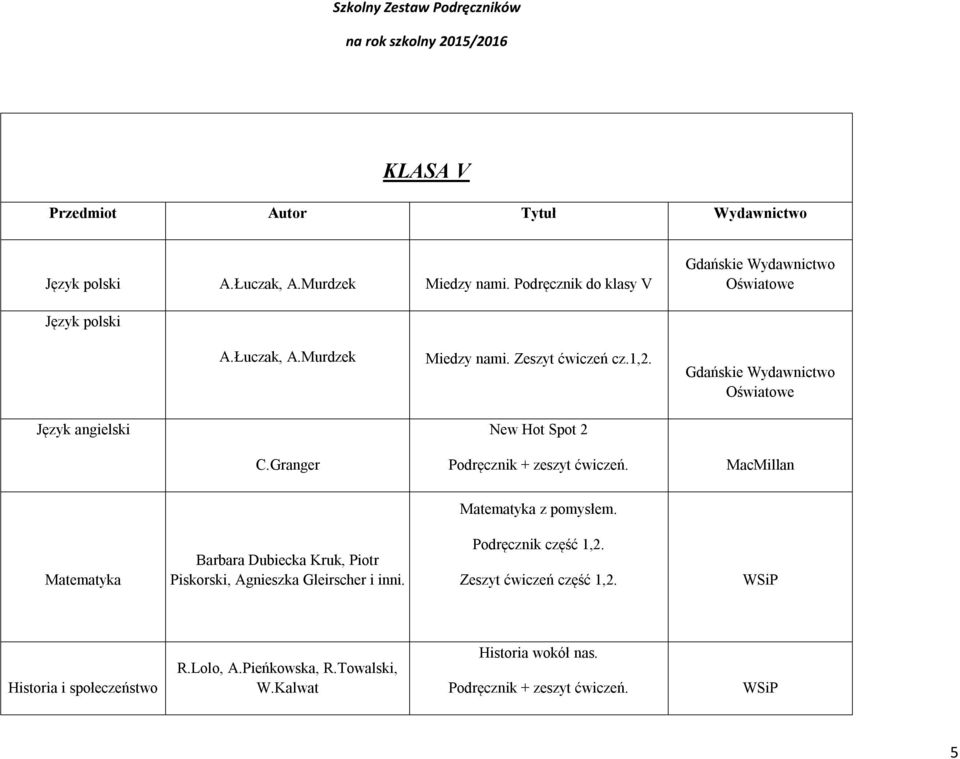 Matematyka Barbara Dubiecka Kruk, Piotr Piskorski, Agnieszka Gleirscher i inni. Podręcznik część 1,2.