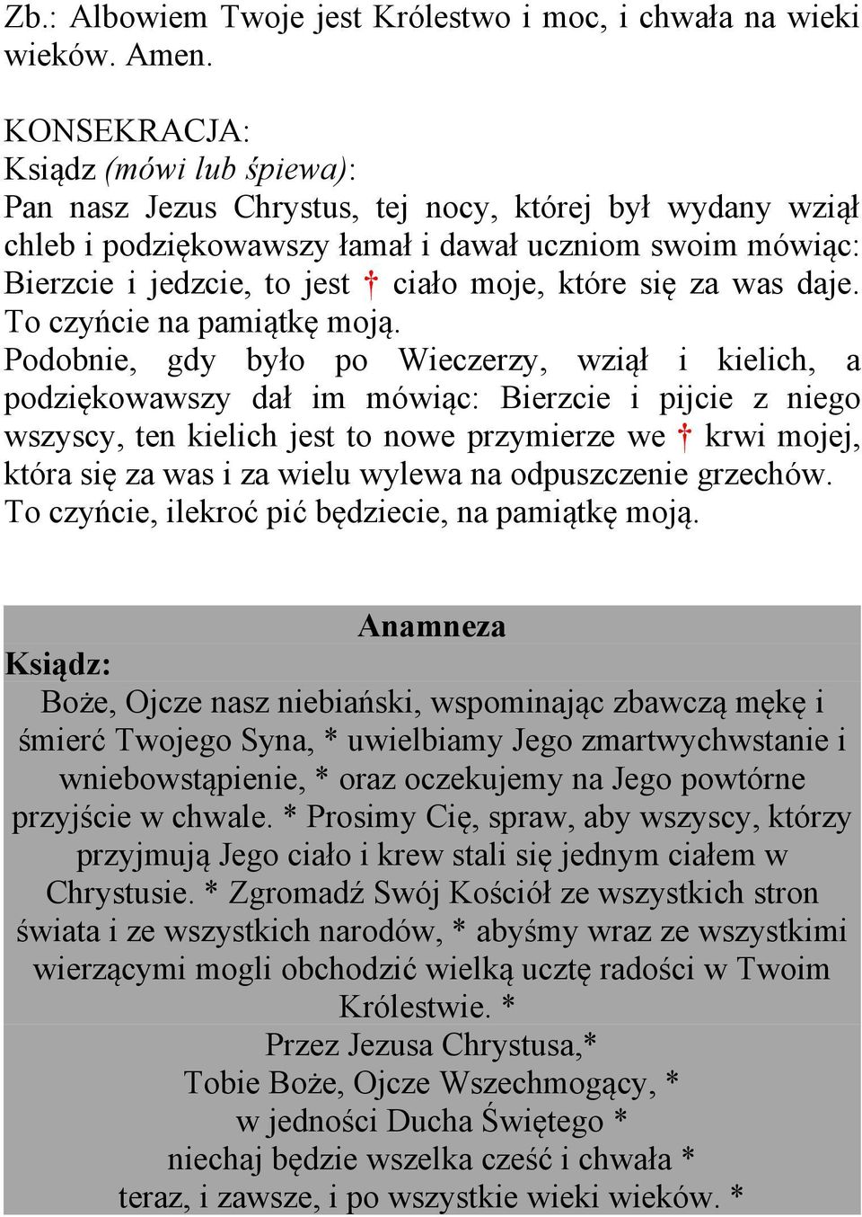 które się za was daje. To czyńcie na pamiątkę moją.