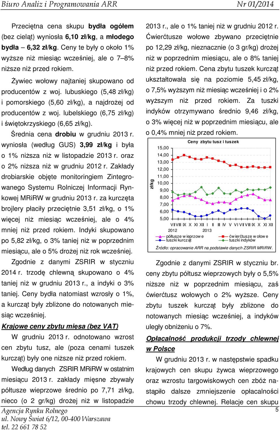 Średnia cena drobiu w grudniu r. wyniosła (według GUS) 3,99 i była o 1% niższa niż w listopadzie r. oraz o 2% niższa niż w grudniu r.