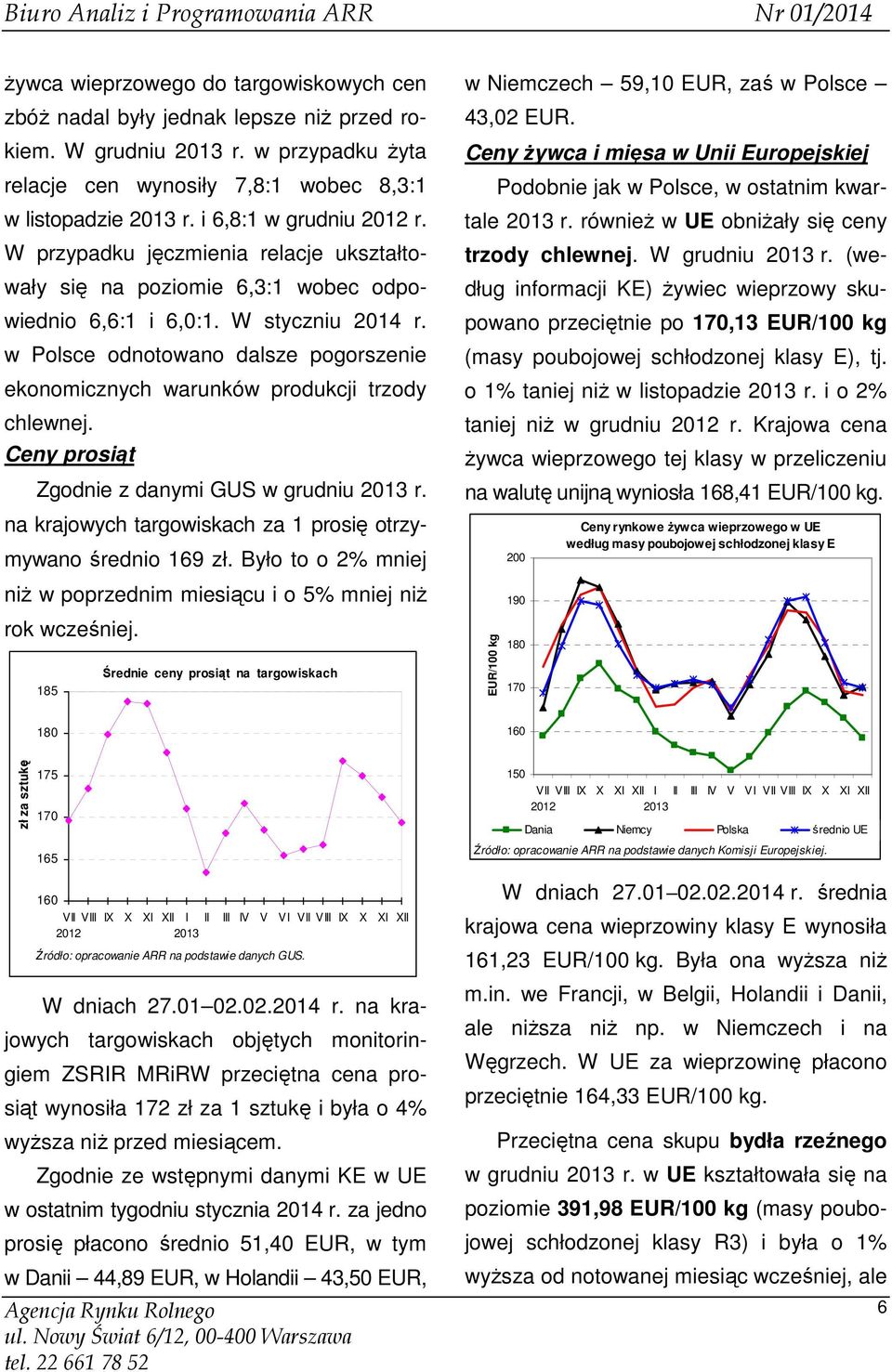 w Polsce odnotowano dalsze pogorszenie ekonomicznych warunków produkcji trzody chlewnej. Ceny prosiąt Zgodnie z danymi GUS w grudniu r.