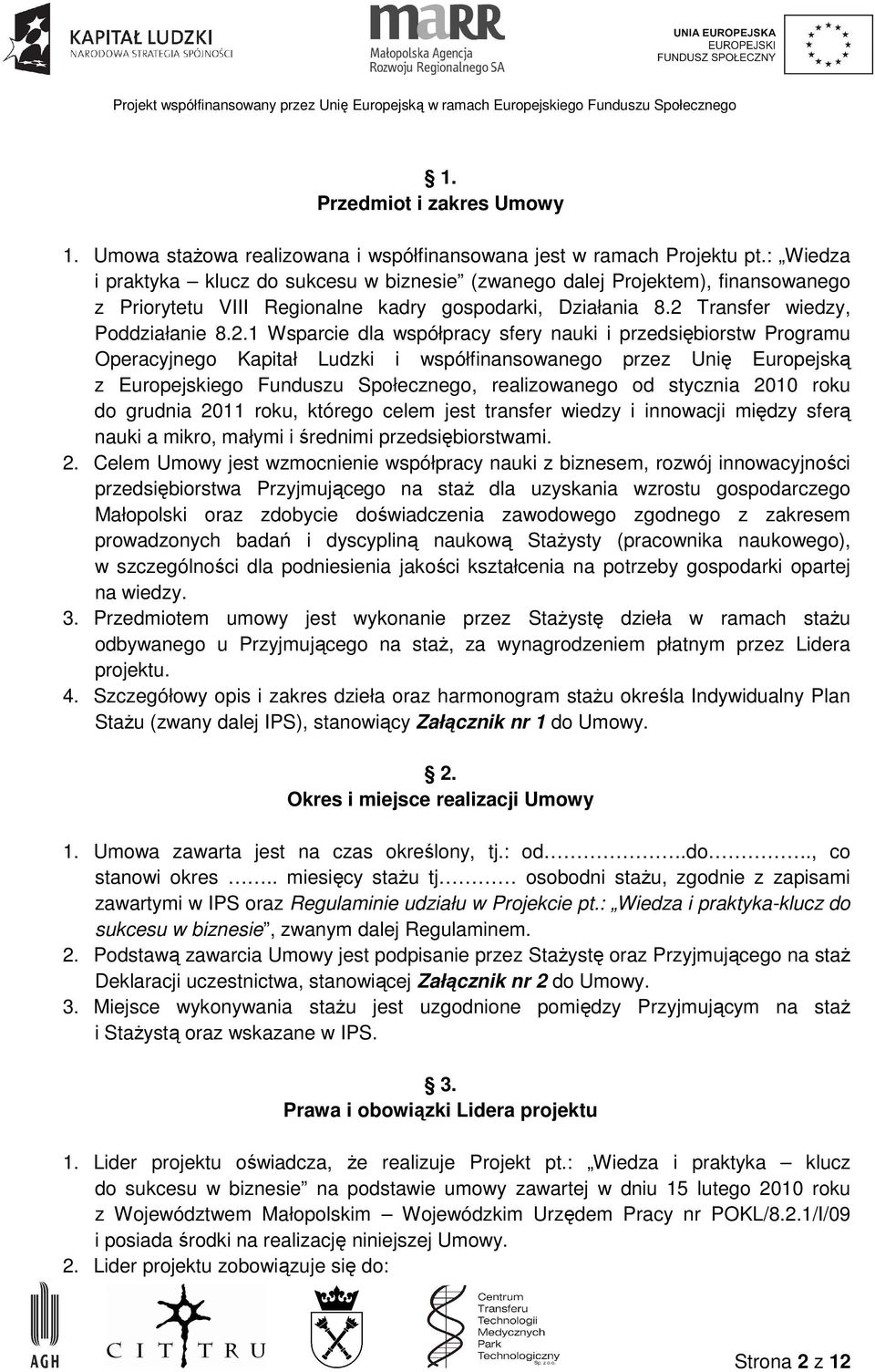 Transfer wiedzy, Poddziałanie 8.2.