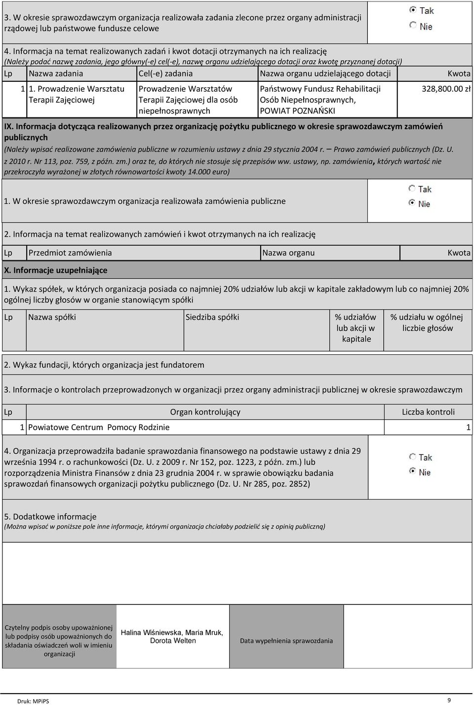 dotacji) Lp Nazwa zadania Cel(-e) zadania Nazwa organu udzielającego dotacji Kwota 1 1.