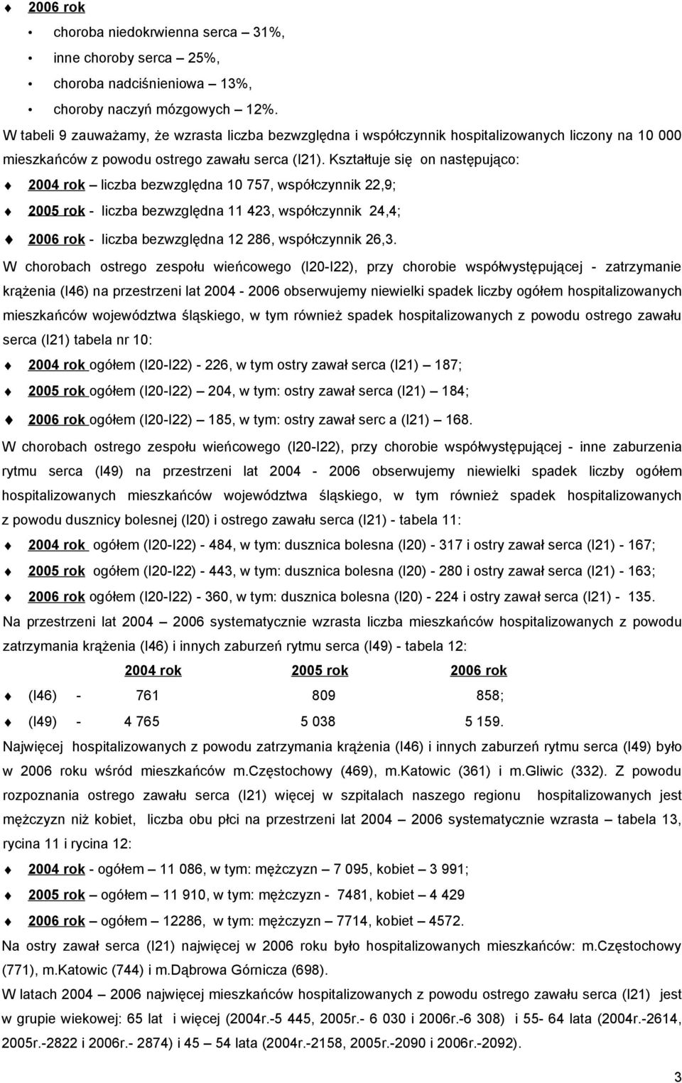 Kształtuje się on następująco: 2004 rok liczba bezwzględna 10 757, współczynnik 22,9; 2005 rok - liczba bezwzględna 11 423, współczynnik 24,4; 2006 rok - liczba bezwzględna 12 286, współczynnik 26,3.