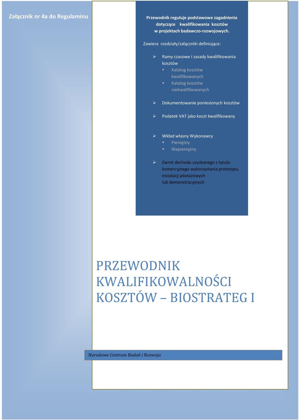 Dokumentowanie poniesionych kosztów Podatek VAT jako koszt kwalifikowany Wkład własny Wykonawcy Pieniężny Niepieniężny Zwrot dochodu uzyskanego z tytułu