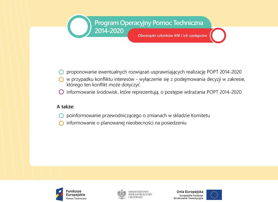 konflikt może dotyczyć informowanie środowisk, które reprezentują, o postępie wdrażania POPT 2014-2020 A