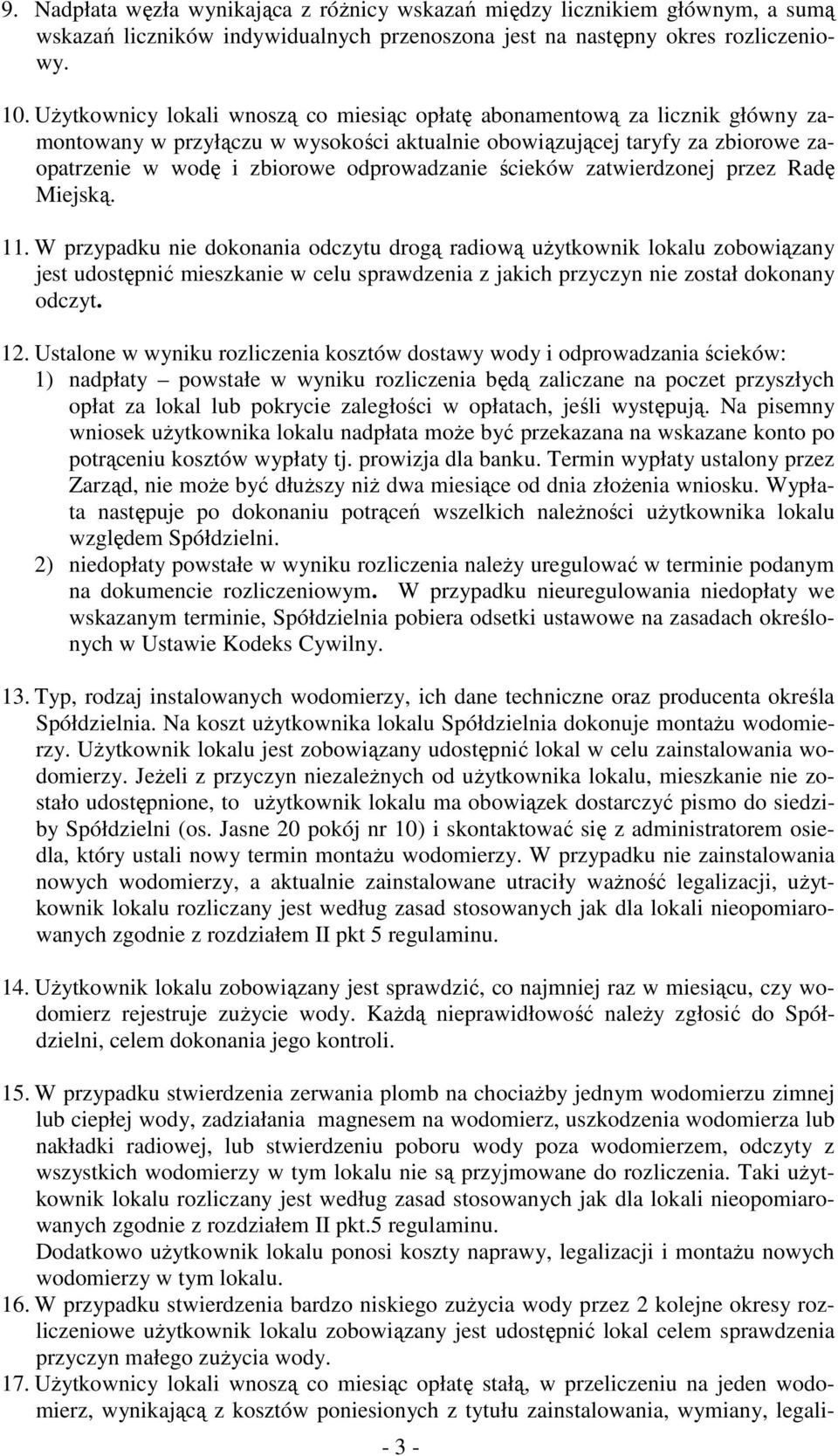 ścieków zatwierdzonej przez Radę Miejską. 11.