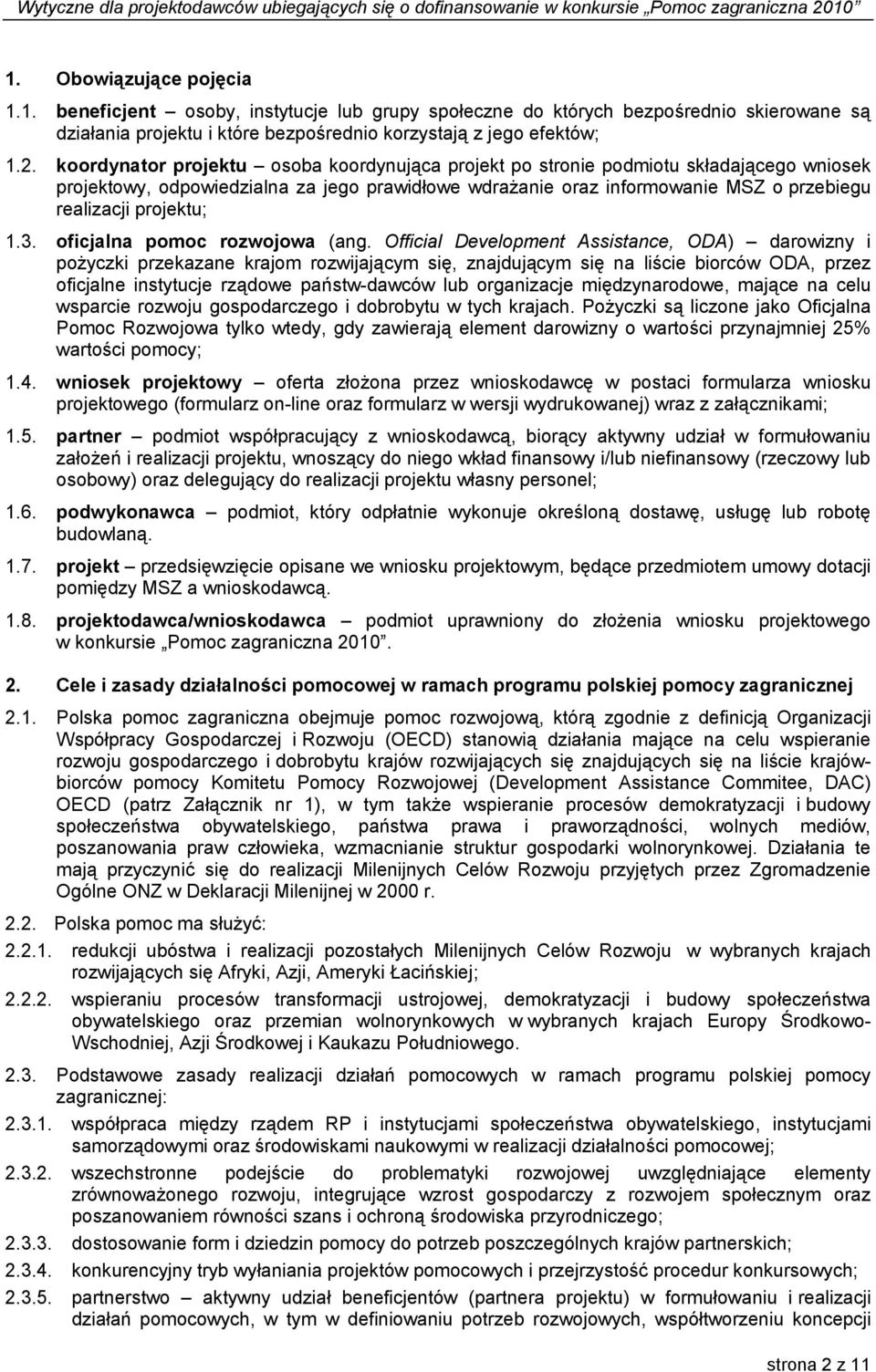 1.3. oficjalna pomoc rozwojowa (ang.