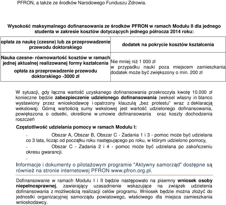 przeprowadzenie przewodu doktorskiego dodatek na pokrycie kosztów kształcenia Nauka czesne- równowartość kosztów w ramach jednej aktualnej realizowanej formy kształcenia opłata za przeprowadzenie