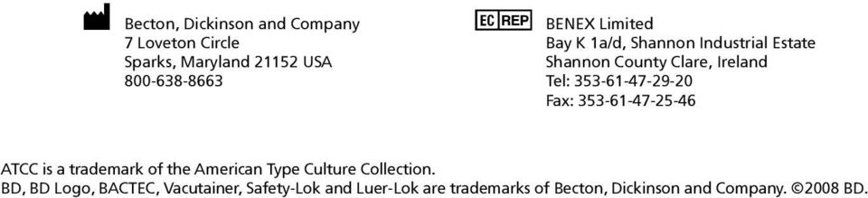 Fax: 353-61-47-25-46 ATCC is a trademark of the American Type Culture Collection.
