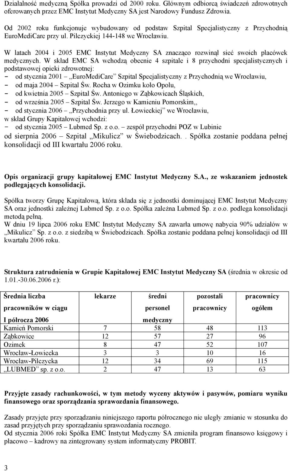 W latach 2004 i 2005 EMC Instytut Medyczny SA znacząco rozwinął sieć swoich placówek medycznych.