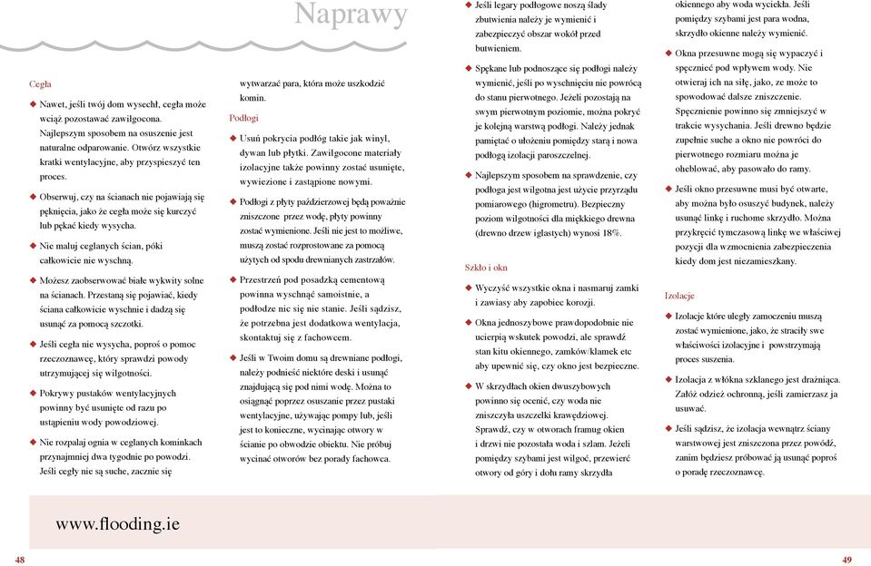 Nie maluj ceglanych ścian, póki całkowicie nie wyschną. Możesz zaobserwować białe wykwity solne na ścianach.